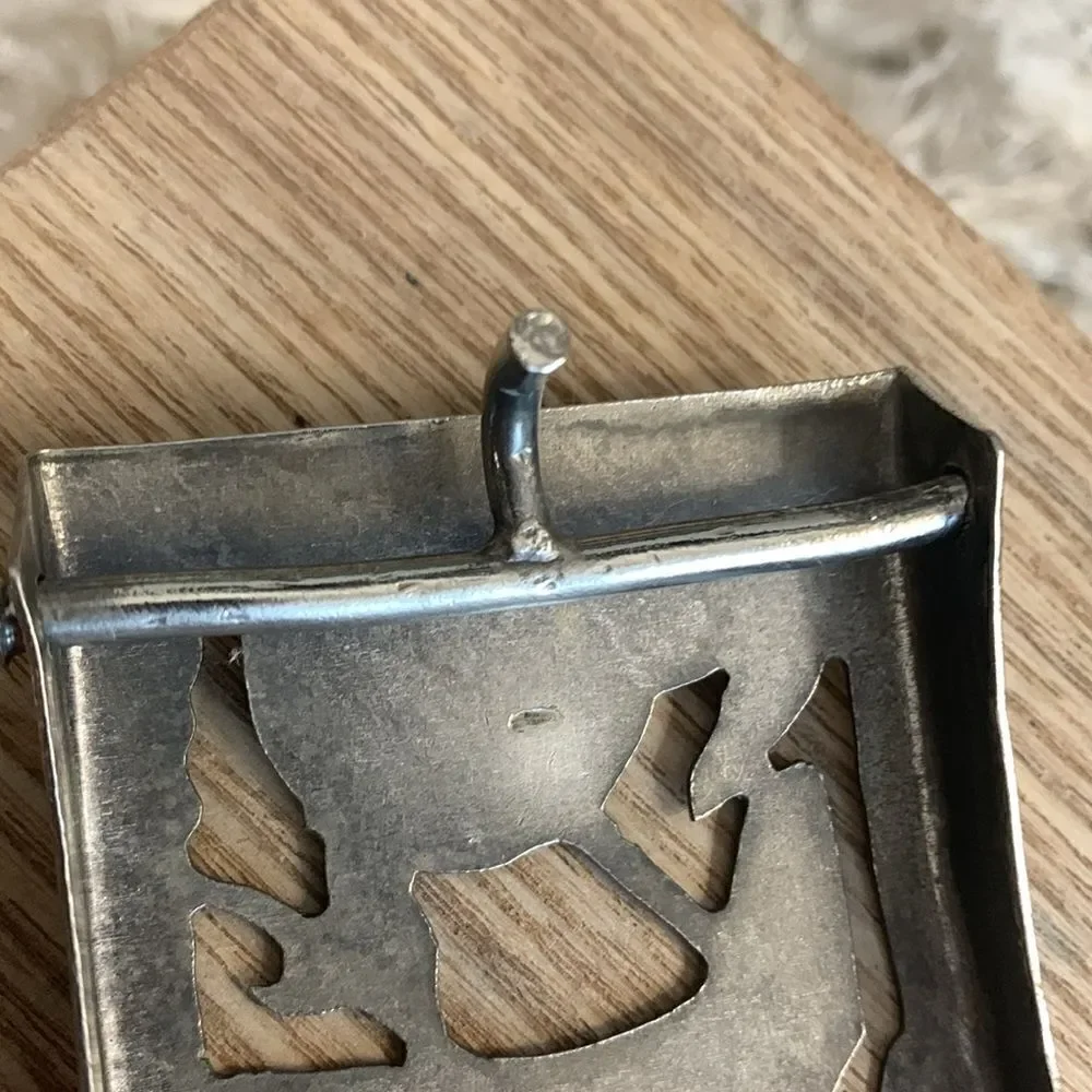 Alpaca Mexico Lightweight Cutout Style Cowboy Boot Handmade‎ Vintage Belt Buckle